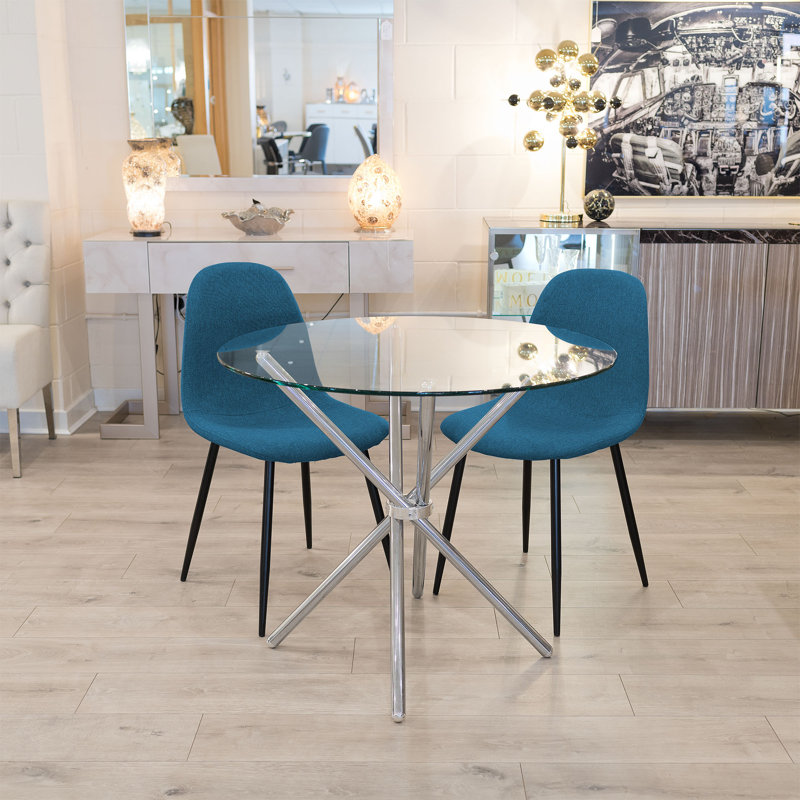 Quintan 2 - Person Dining Set, Chrome, Teal