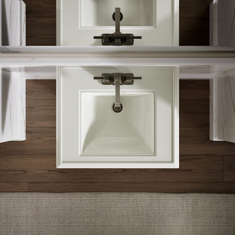 Memoirs  Pedestal Tall Bathroom Sink with Overflow, Dune, 4" Centers