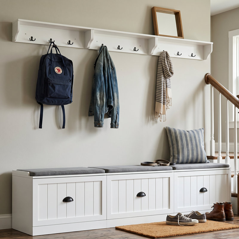 94.5” W Hall Tree With Bench And Shoe Storage
