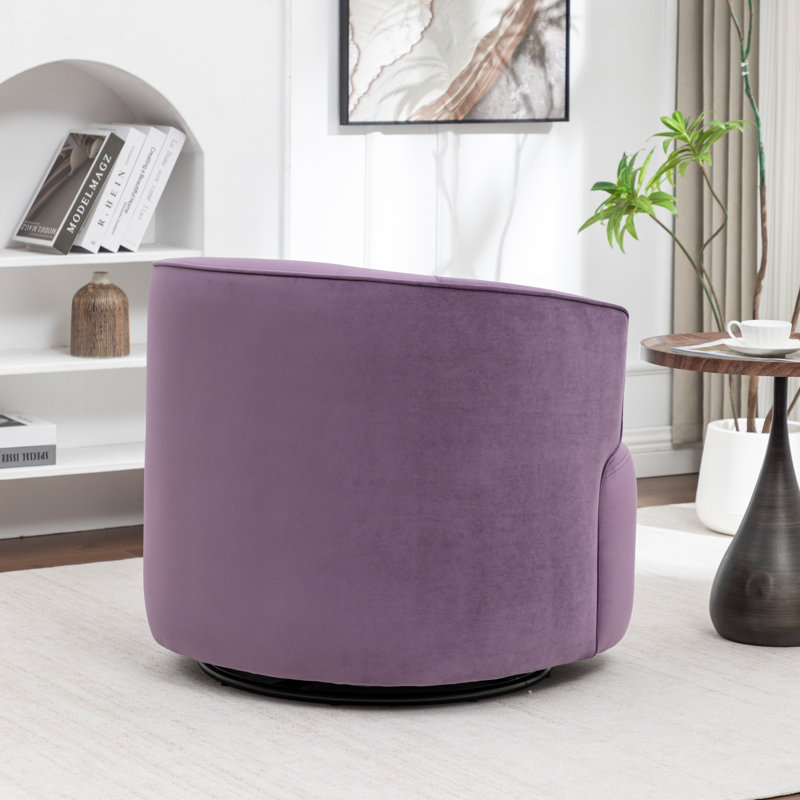 Fauteuil demi-tonneau pivotant en velours Tybias, Purple Velvet