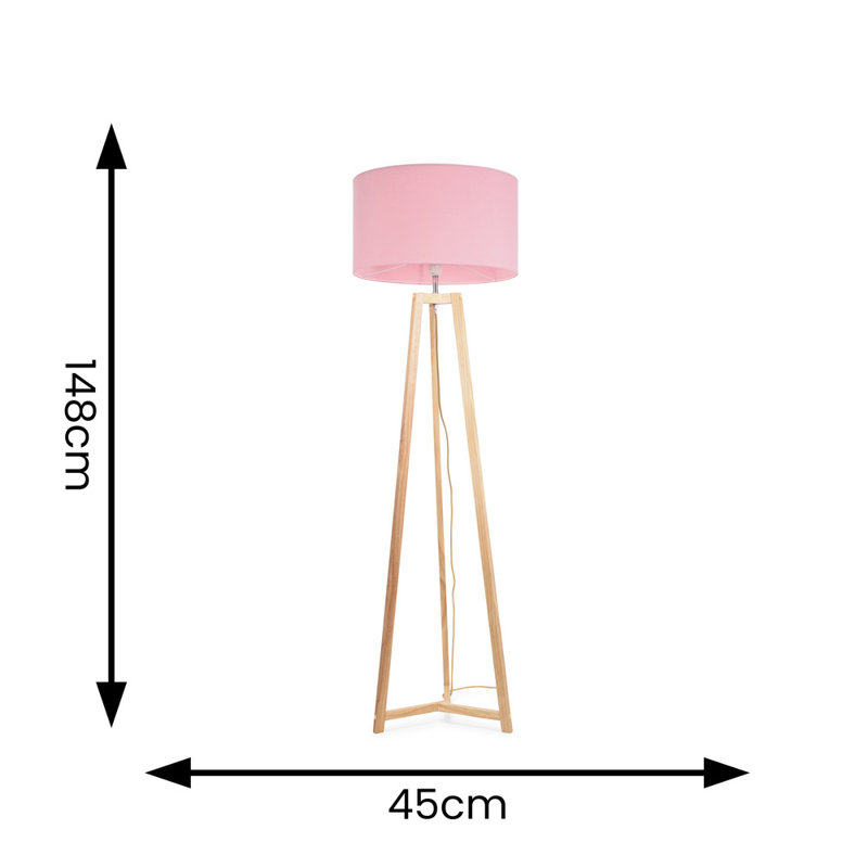 Rhavyn 148cm Traditional Floor Lamp, Blush Pink, Natural