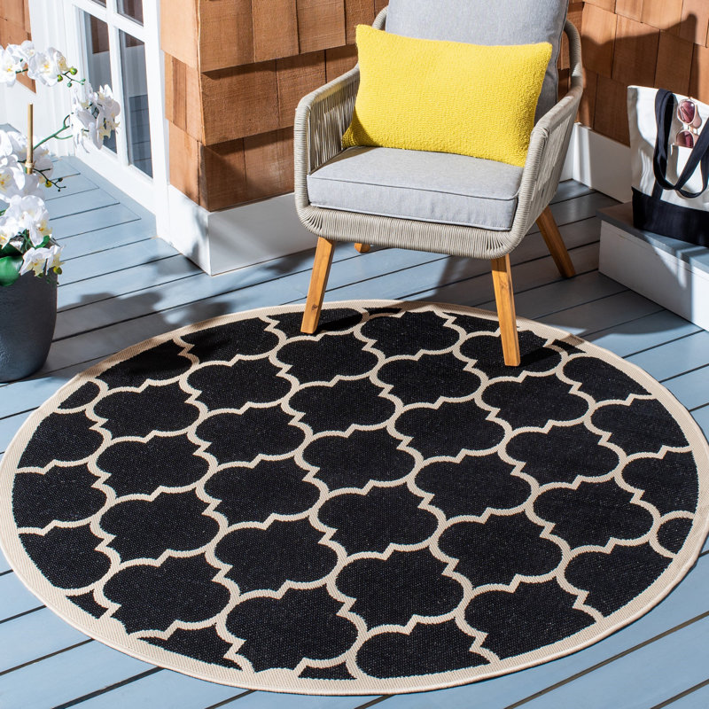Herefordshire Performance Geometric Indoor/Outdoor Area Rug, Round 4'