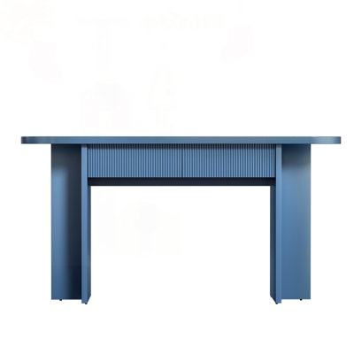 Mid-Century Fluted Console Table with 2 Drawers and Concealed Storage