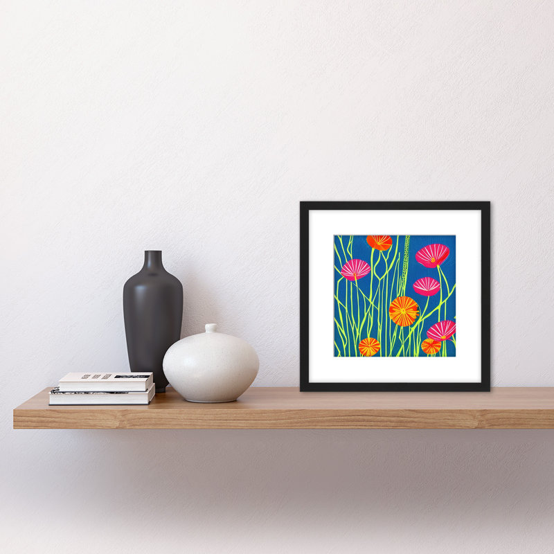 Floral Pattern Bright Poppy Poppies Flowers - Single Picture Frame Print
