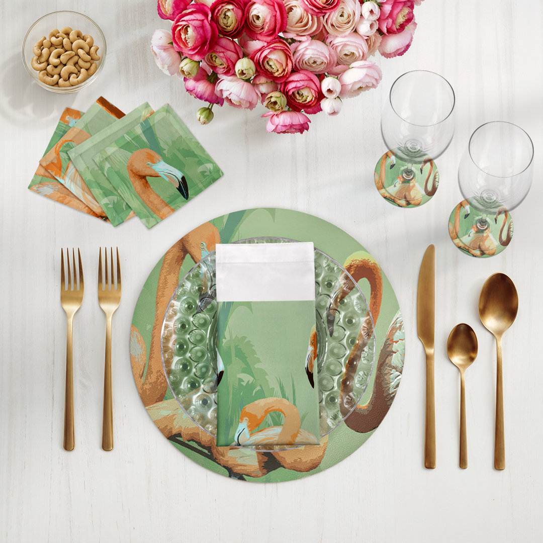 Palm Springs Vegan Leather Round Pebble Placemat (Set of 4) Nicolette Mayer 