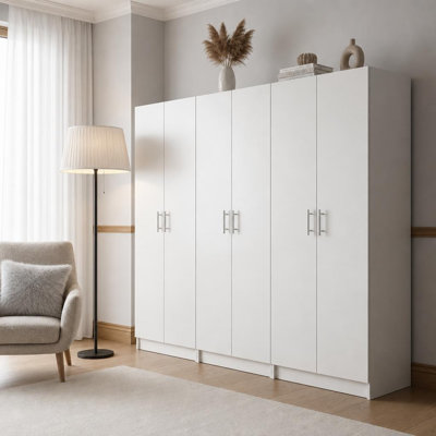 Armoire de rangement polyvalente blanche (ensemble 3 pièces)