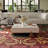 39" Square Modern Metal and Stone Coffee Table with Geometric Legs, Luxury Contemporary Design