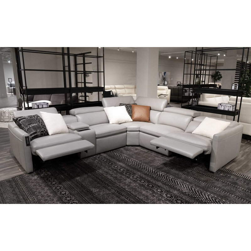 Canapé modulaire réversible en cuir véritable de 130,5 po de largeur