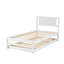 Canapé-lit en bois de pin blanc cassé avec lumières DEL, station de charge USB Type-C, canapé-lit en bois extensible-129908343
