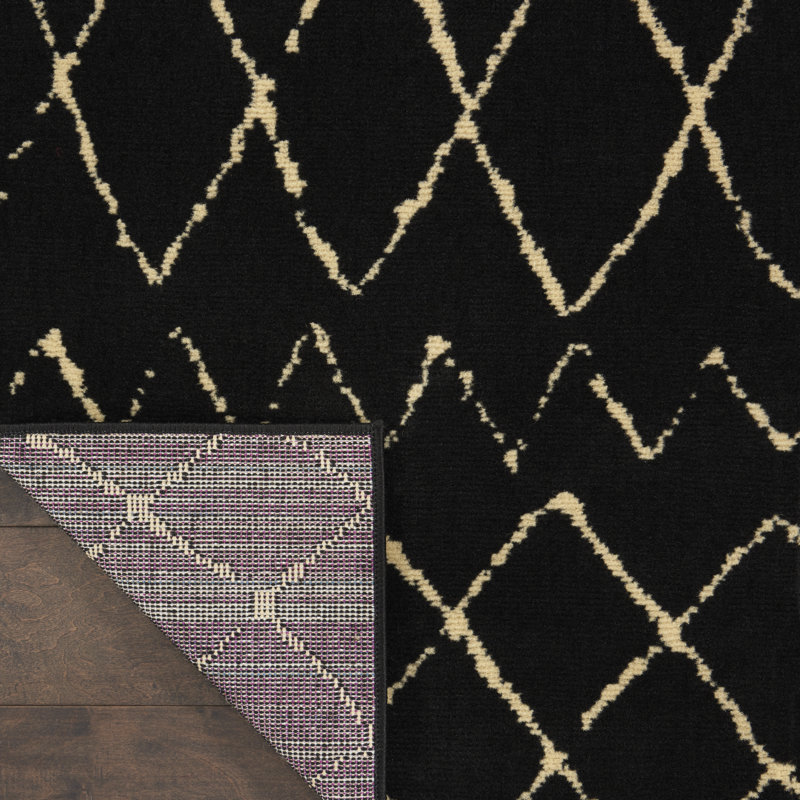 Tapis noir / crème Petit Borendy, Rectangle 3 pi x 5 pi