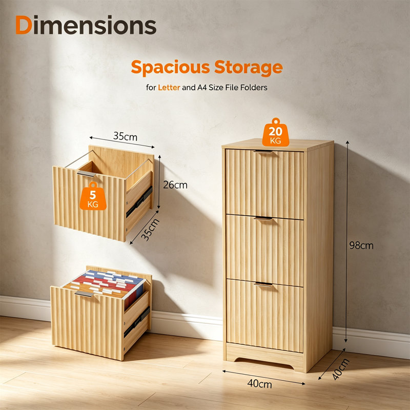 3 Drawers File Cabinet