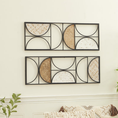 Metal Carved Designs Geometric Brown Wall Decor Set