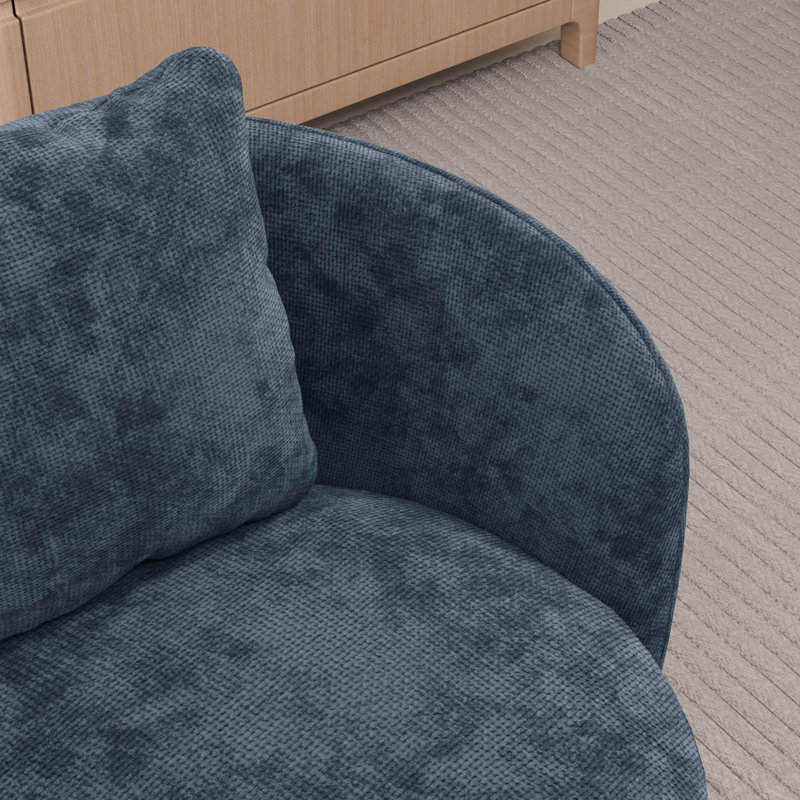 Fauteuil d'appoint large et moderne rembourré, Bleu