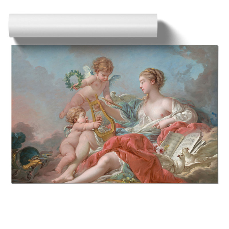 Allegory Of Music by Francois Boucher - No Frame Painting, 59cm H x 84cm W x 0.1cm D
