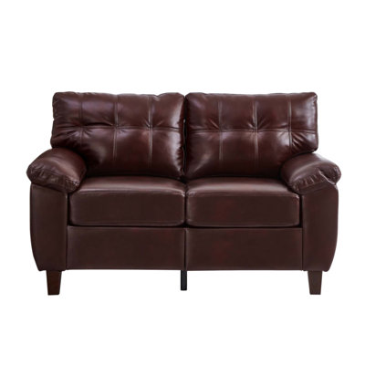 59 Inch Modern Faux Leather Loveseat with Storage and Big Armrest, Upholstered Breathable PU Sofa for Living Room