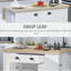 Îlot de cuisine 47 po en bois de style cannelé, armoire de rangement de comptoir avec rallonge, tiroir, tablettes ouvertes, rangement, blanc