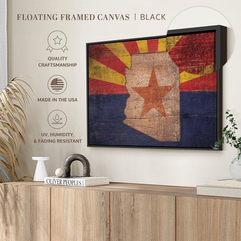«State Map Over Arizona Flag», reproduction sur toile, H 9 po x l 13 po