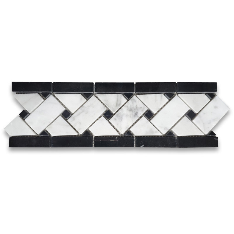 12" x 4" Marble Basketweave Mosaic Wall & Floor Tile