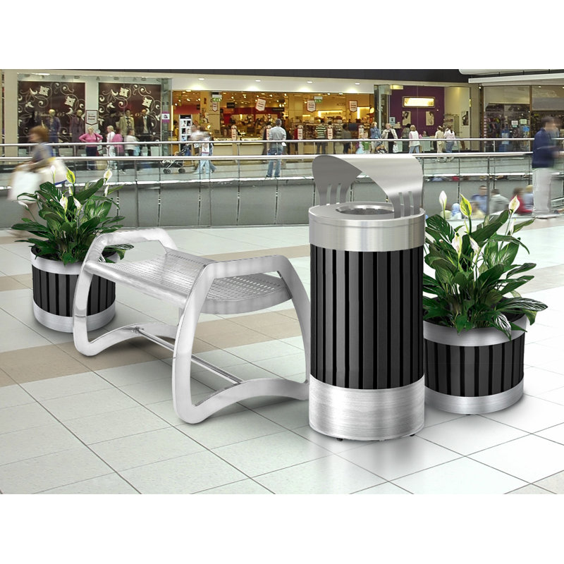 Skyline Stainless Steel Outdoor Bench, 21.5" H x 49.5" W x 21.25" D