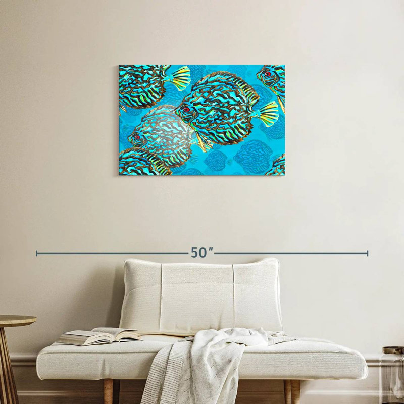 Brampt Turquoise Discus Fish, 20'' H x 30'' W
