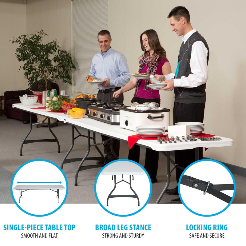 Granite White 96'' Foldable Indoor/Outdoor Banquet Table