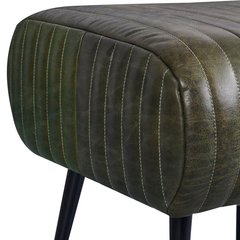 Repose-pieds en cuir Marquette, Vert olive