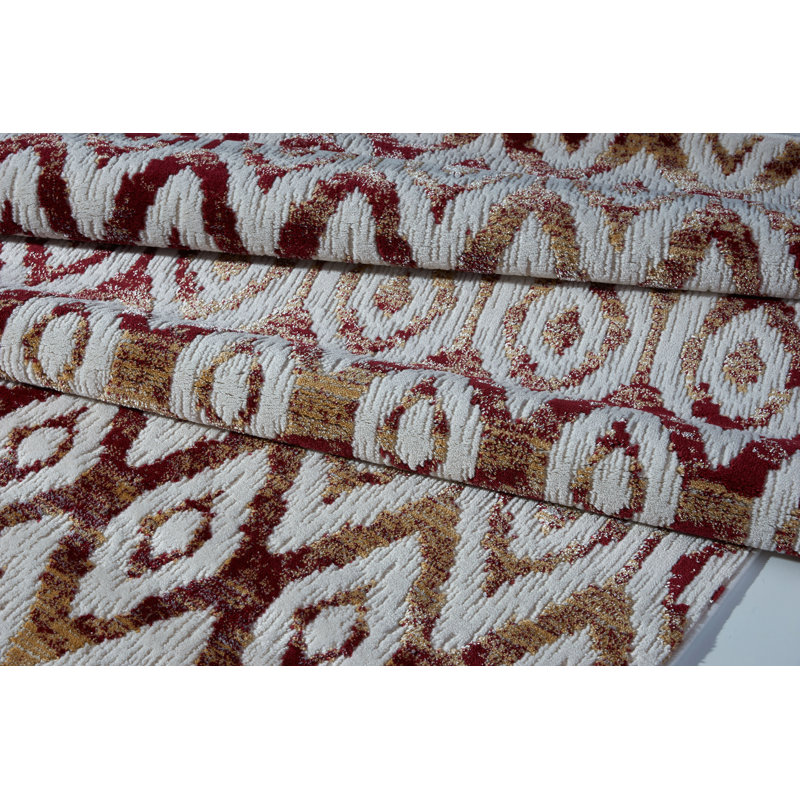 Tapis géométrique blanc / brun Doop, 3 pi 9 po x 5 pi 5 po