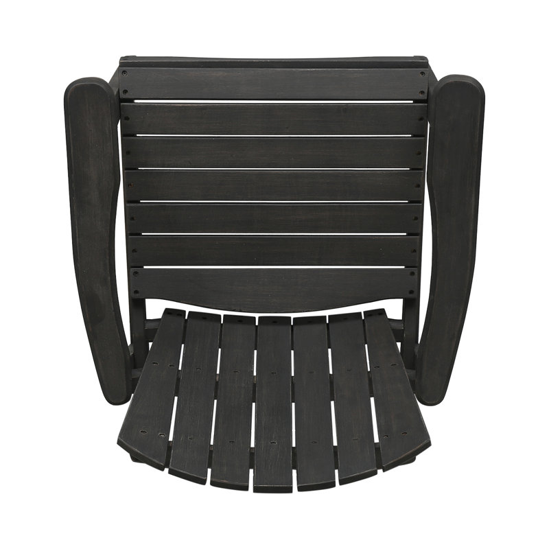 Outdoor Weather Resistant Acacia Wood Adirondack Dining Chairs (Set Of 2), Dark Gray