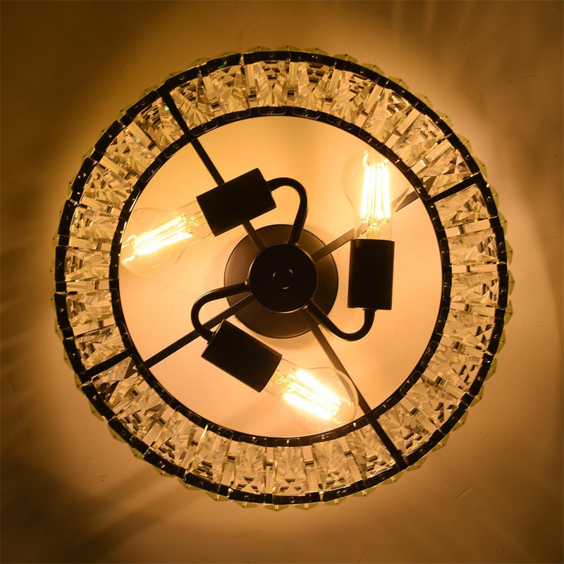 Crystal Semi Flush Mount, Matte Black