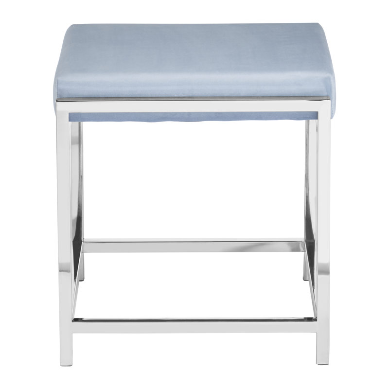 Redd Metal Accent Stool, Silver, Grey