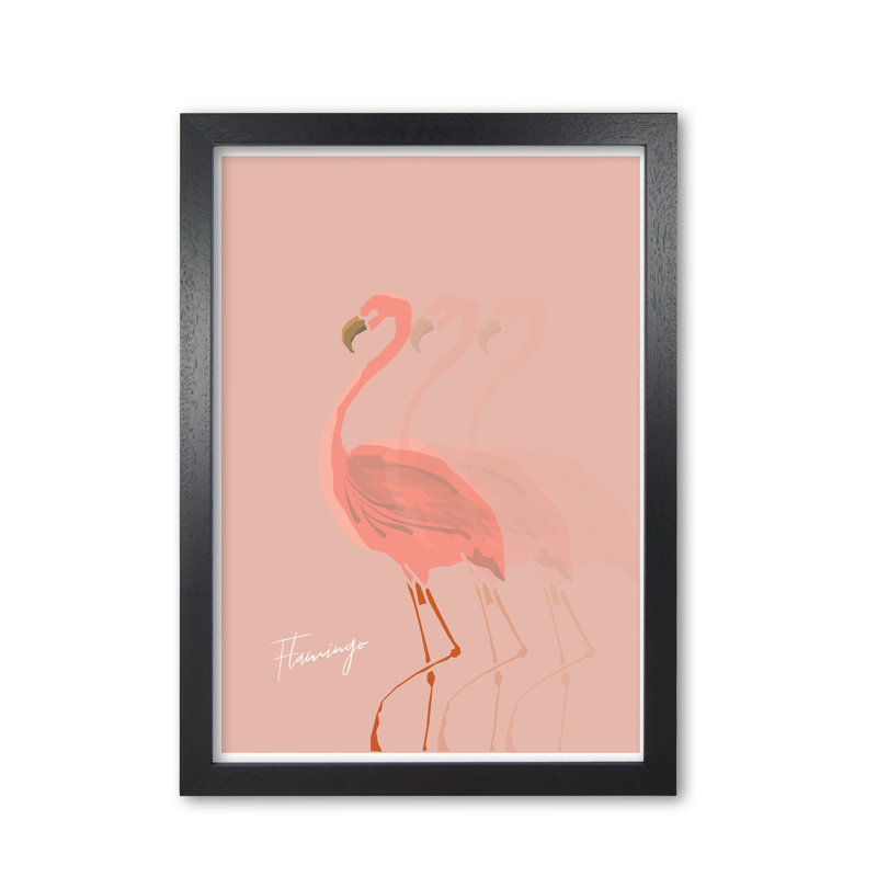 Flamingo Shadow - Single Picture Frame Print, Black Grain Frame, 42 cm H x 30 cm W x 5 cm D