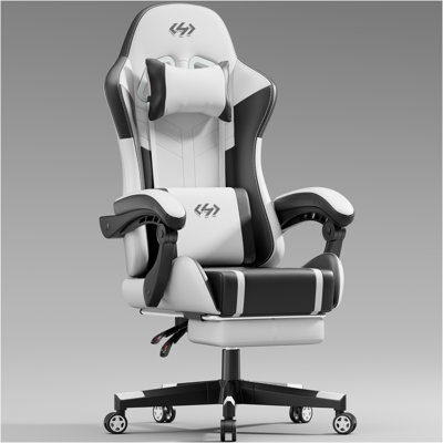 HLDIRECT Gaming Chair, Ergonomic Video Game Seat with 360° Swivel & Lumbar Massage, Computer Chair PU Leather Cushion for Adults Home/Office Use (Black & Red)