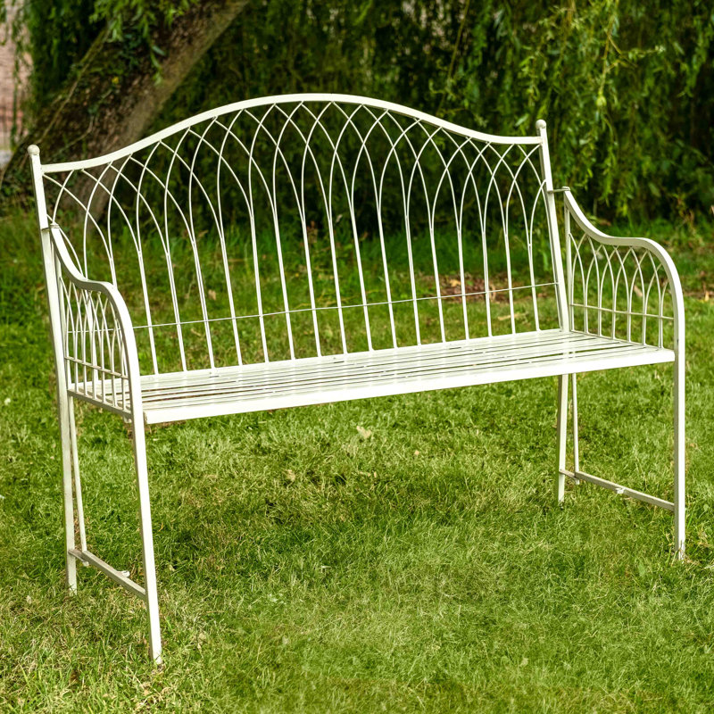 Augie Steel Bench, Cream
