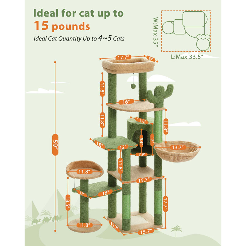 Arbre à chat Epifanio H 59 po, Vert