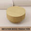 Table basse ronde de 29,53 pouces avec conception rainurée et rangement dissimulé, finition naturelle