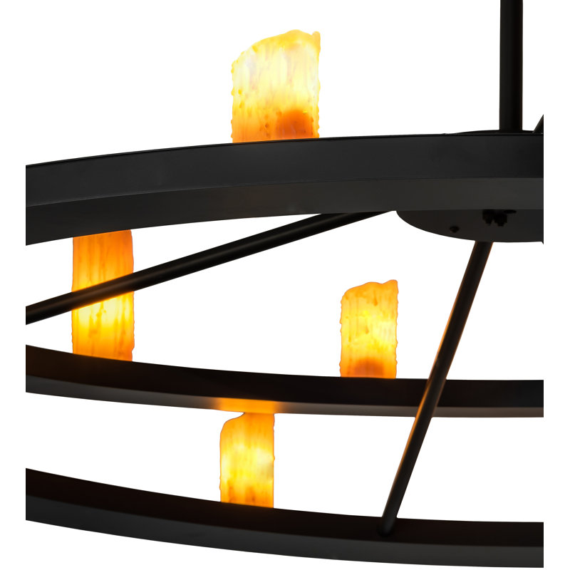 Donner Black Metal Finish 95" Wide 24-Light Wagon Wheel Chandelier