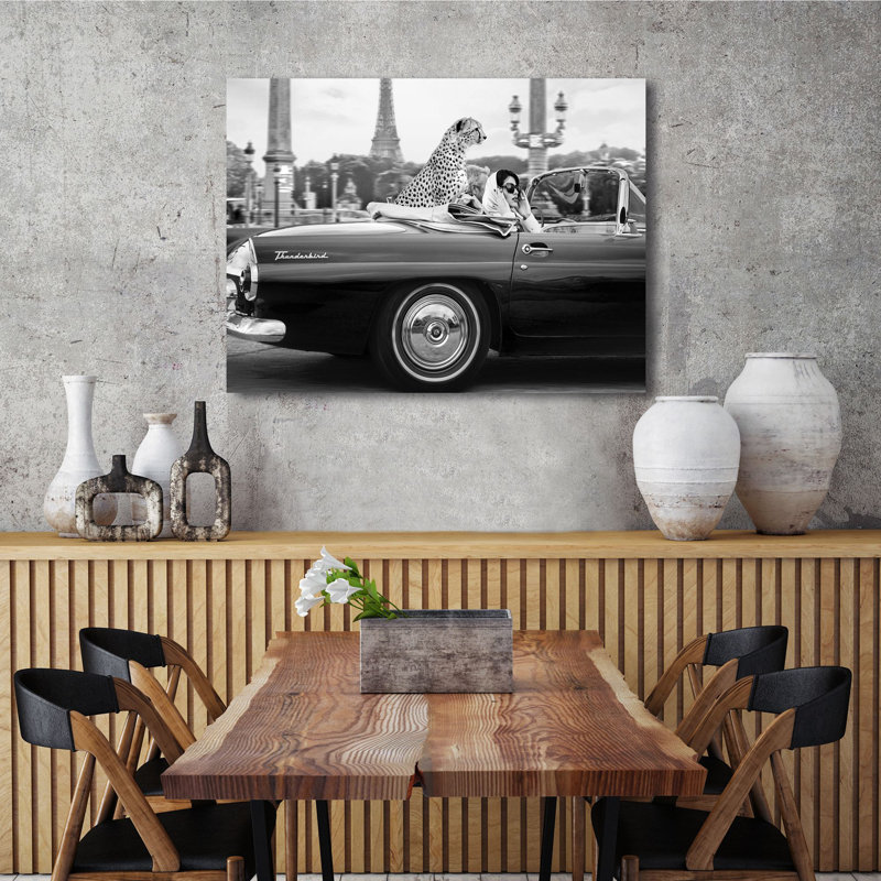 3AP6475 Cheetah In Paris by Julian Lauren - Wrapped Canvas Print, 50cm H x 70cm W x 4cm D