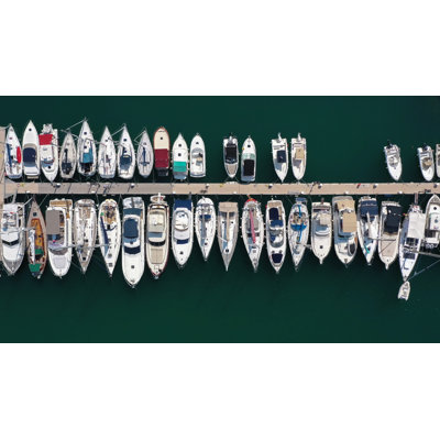 " More Boats in a row from Above, Dock, Mooring " Mixed Media Print