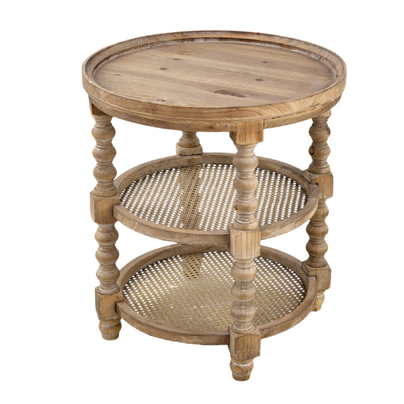 Round End Table Wood Side Table