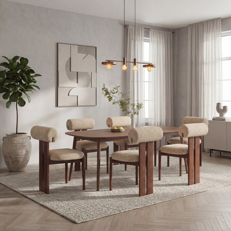 48 cm H Fabric Side Chair, 6, Camel, Walnut