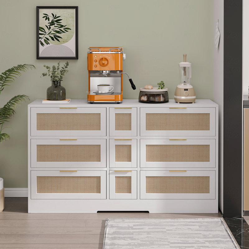Armoire, rotin en métal, avec tiroir 9 tiroirs, casiers de 51,2 po, tiroirs, poignées