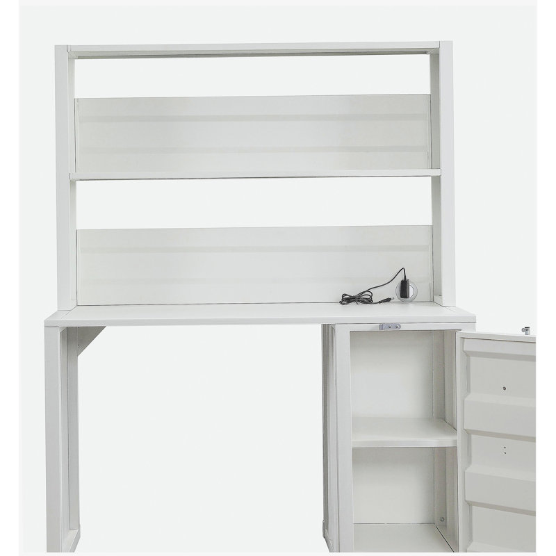 Bureau blanc avec porte et bibliothèque