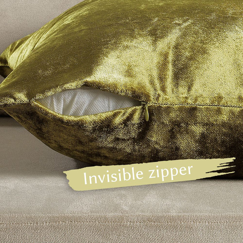 Housse de coussin en velours brillant, Limette, Carré de 24 po