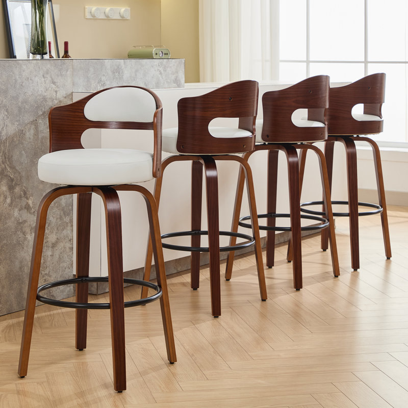 Swivel Upholstered Counter & Bar Stools, White, Bar Stool (29.3" Seat Height)