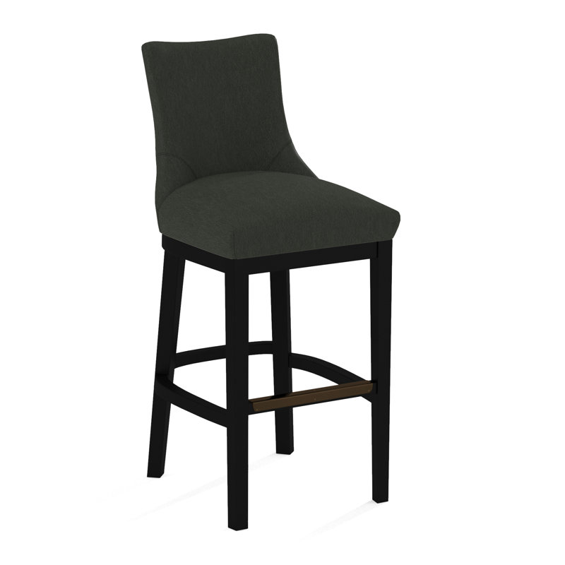 Upholstered Stool, Salvador Asphalt, Black