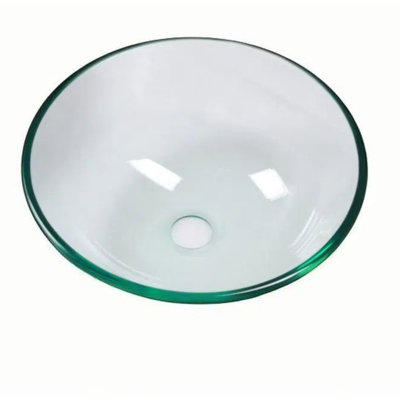 Bathroom Artistic Tempered Glass Vessel Bathroom Sink With Pop-Up Drain