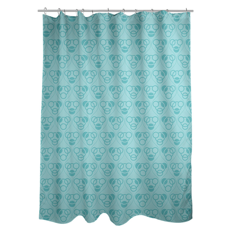 Rideau de douche simple cercles et vagues classic, Bleu sarcelle