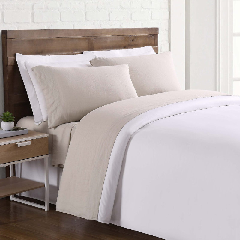 Nena 100% Linen Standard Sheet Set, Queen Sheet Set with 2 Pillowcases, Natural