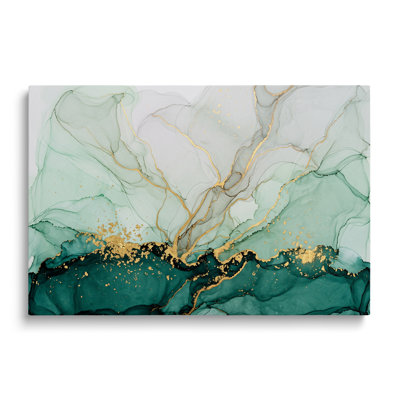 Peinture à l'huile abstraite sur toile verte multicolore, art mural contemporain moderne pour le salon, la chambre à coucher et le bureau personnel