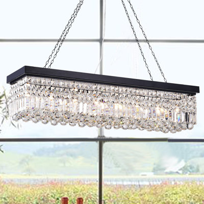 Luminaire suspendu rectangulaire pour îlot de cuisine à 8 lumières Hunter